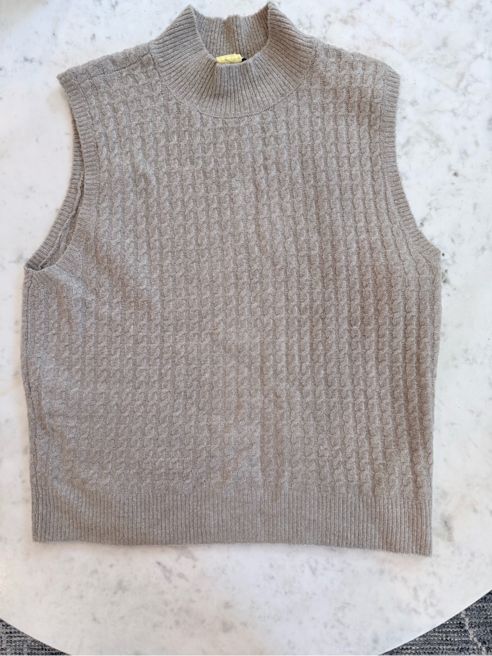Abercrombie & Fitch Cable-Knit Sleeveless Mock Neck Sweater
